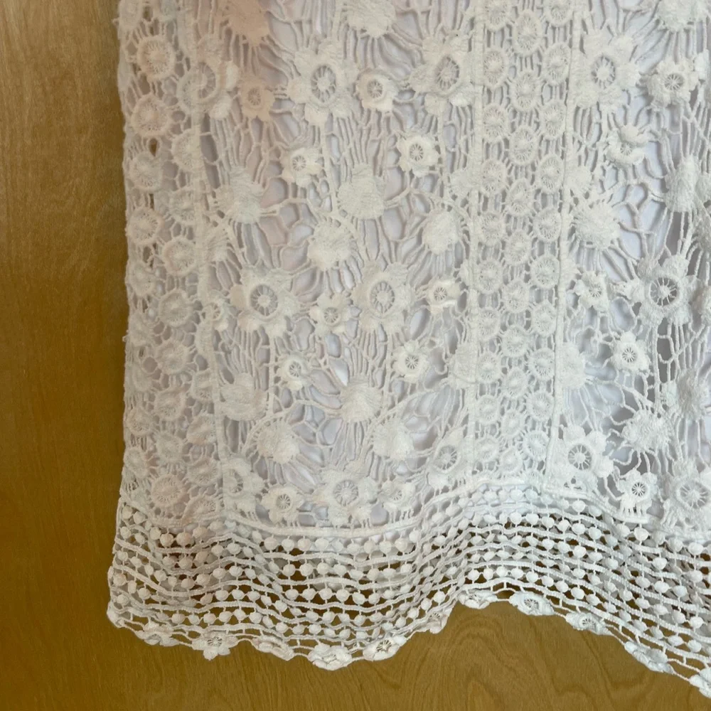 White Long Lace Tank Top - Picture 4 of 5